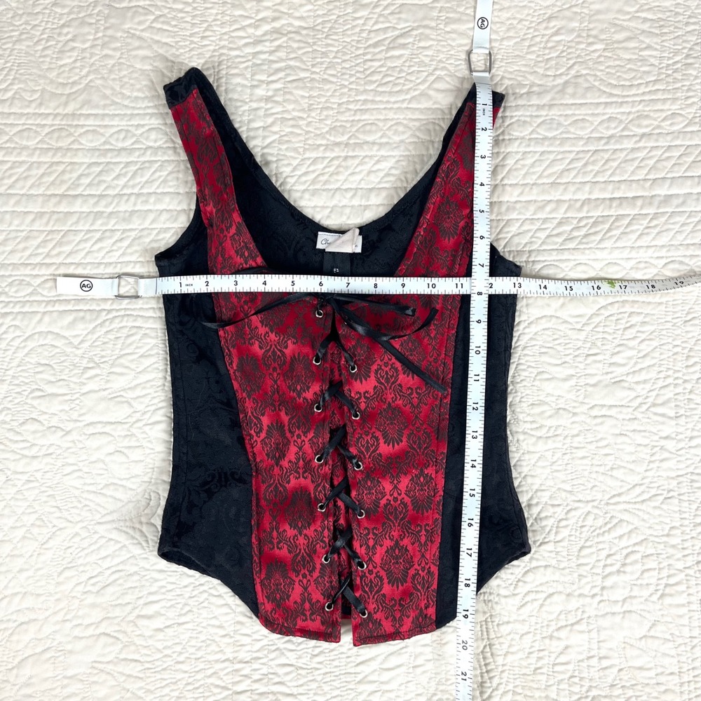 Vintage Gothic Charlotte Russe Corset Top Lace Up Damask Size Small Victorian - Picture 7 of 8